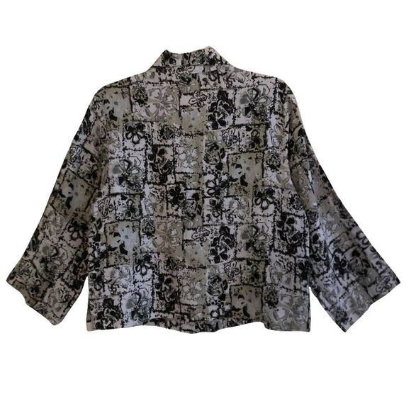 Habitat 100% Linen Button Down Shirt Womens Size L Floral Garden Girl Lagenlook - Picture 7 of 15